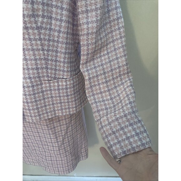 JONES NEW YORK Women 2PC Skirt Suit Sz 6 Pink Plaid Houndstooth Business Career - Picture 4 of 12